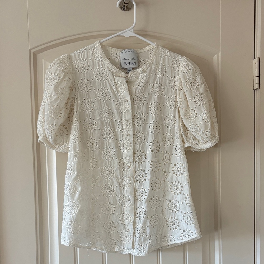 ILIA Women's Cream Eyelet Blouse